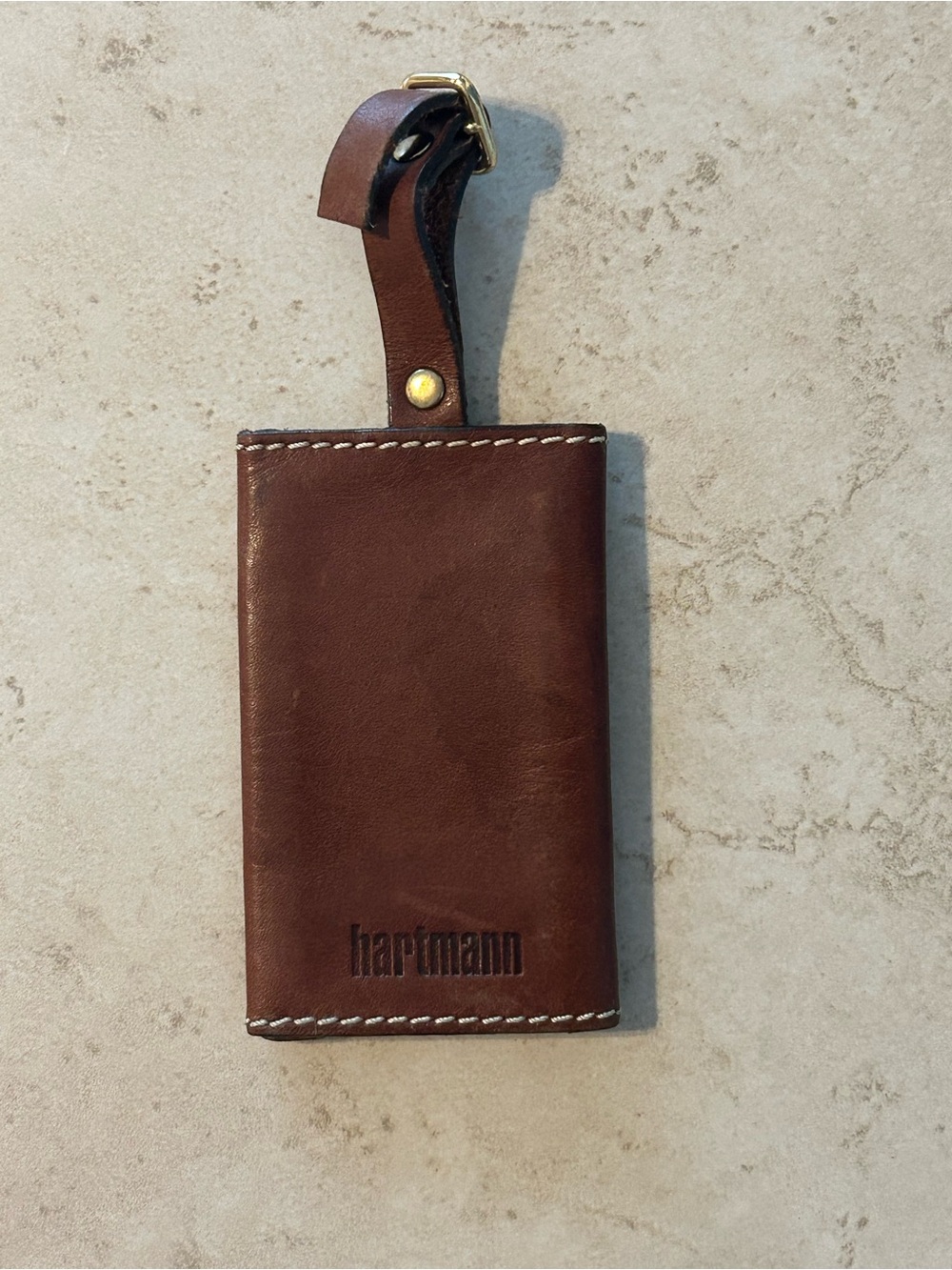 Hartmann Brown Leather Luggage bag Tag snap
